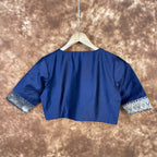 Deep Dive Lush Blue Coloured Silk / Broket Ready to Wear Blouse - kapda Tailor