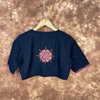Vivaciously Vibrant Black Coloured Slub Cotton Ready to Wear Blouse - kapda Tailor