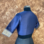 Deep Dive Lush Blue Coloured Silk / Broket Ready to Wear Blouse - kapda Tailor