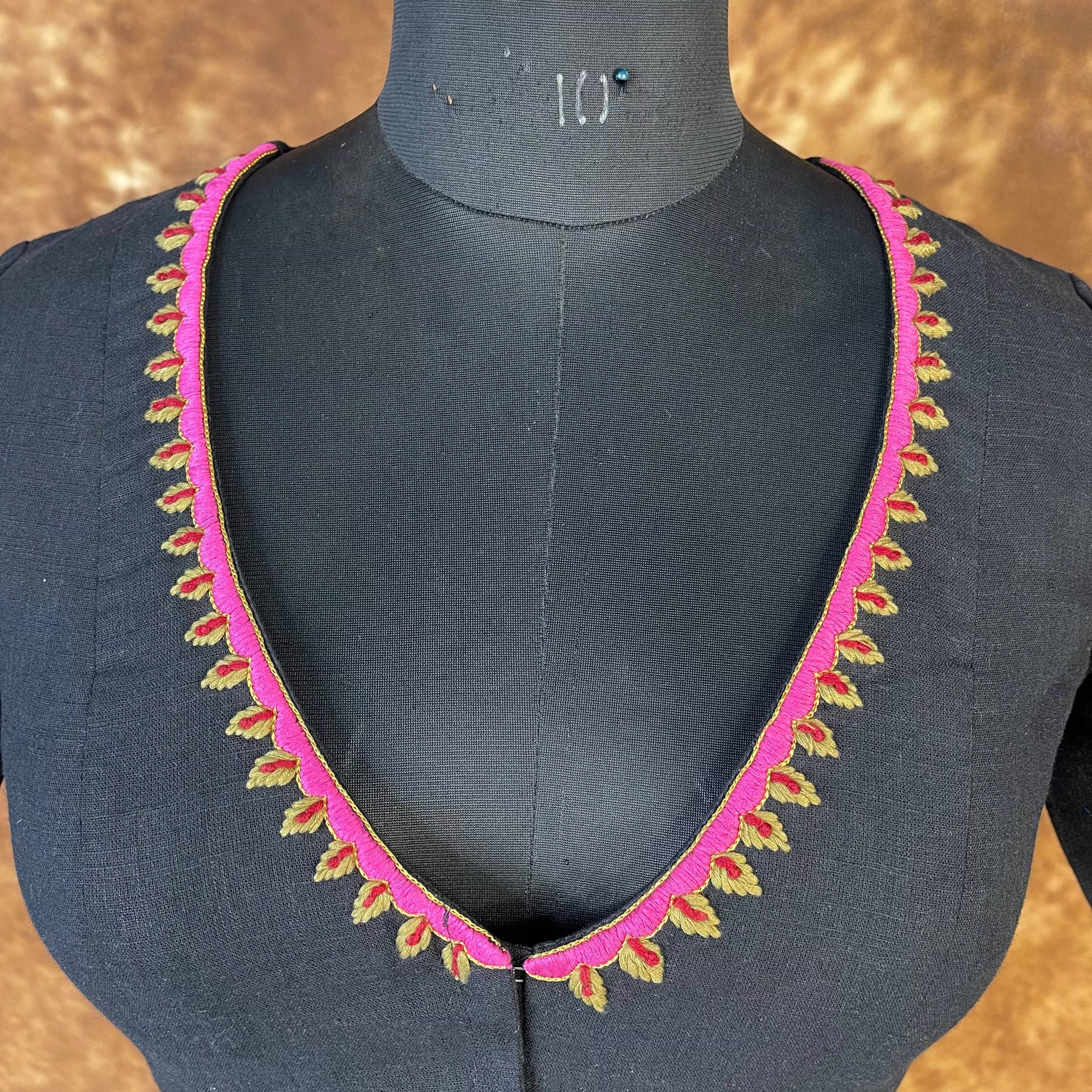 Vivaciously Vibrant Black Coloured Slub Cotton Ready to Wear Blouse - kapda Tailor