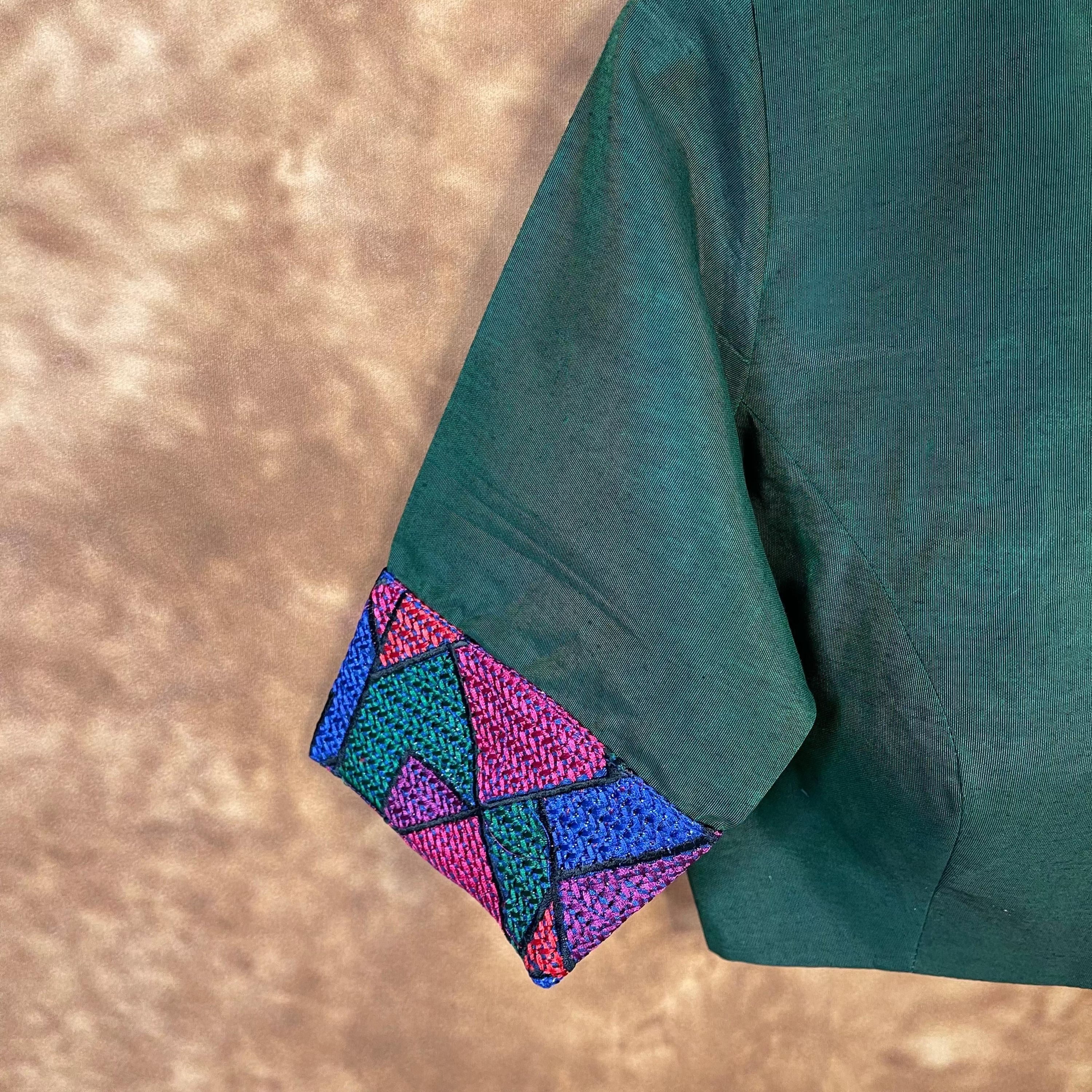 Hari Bhari Zindagi Green Coloured Chanderi Ready to Wear Blouse - kapda Tailor