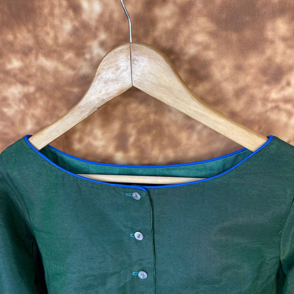 Hari Bhari Zindagi Green Coloured Chanderi Ready to Wear Blouse - kapda Tailor