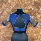 Trypan Blue Blue Coloured Silk / Broket Ready to Wear Blouse - kapda Tailor