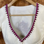 Jumaani Jashn Off White Coloured Slub Cotton Ready to Wear Blouse - kapda Tailor