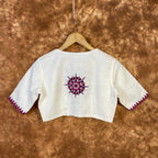 Jumaani Jashn Off White Coloured Slub Cotton Ready to Wear Blouse - kapda Tailor