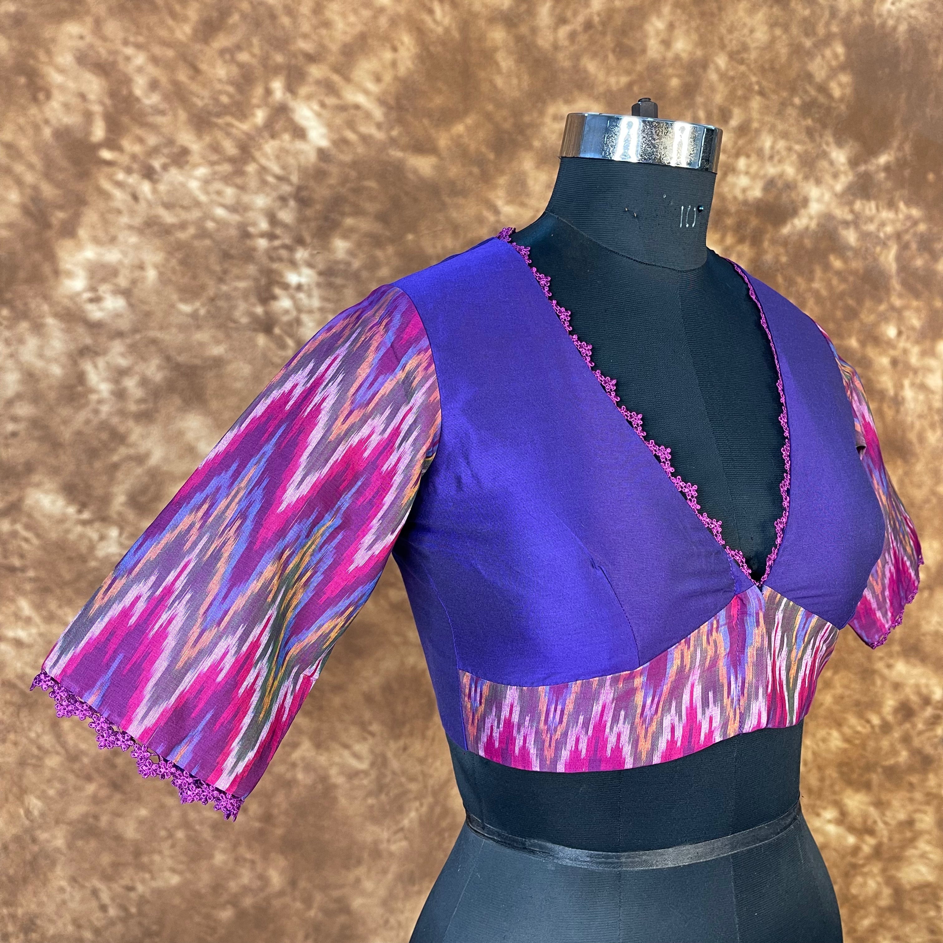 Khwaabon Ka Jharokha Blue Coloured Cotton Silk /Silk Ready to Wear Blouse - kapda Tailor