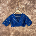 Coral Jari Buta Blue Coloured Silk With Zari Buta Ready to Wear Blouse - kapda Tailor