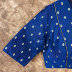 Coral Jari Buta Blue Coloured Silk With Zari Buta Ready to Wear Blouse - kapda Tailor