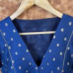 Coral Jari Buta Blue Coloured Silk With Zari Buta Ready to Wear Blouse - kapda Tailor