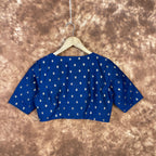 Coral Jari Buta Blue Coloured Silk With Zari Buta Ready to Wear Blouse - kapda Tailor