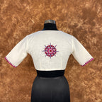 Jumaani Jashn Off White Coloured Slub Cotton Ready to Wear Blouse - kapda Tailor