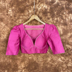 Punchy Pink Pink Coloured Chanderi Silk Ready to Wear Blouse - kapda Tailor