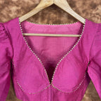 Punchy Pink Pink Coloured Chanderi Silk Ready to Wear Blouse - kapda Tailor
