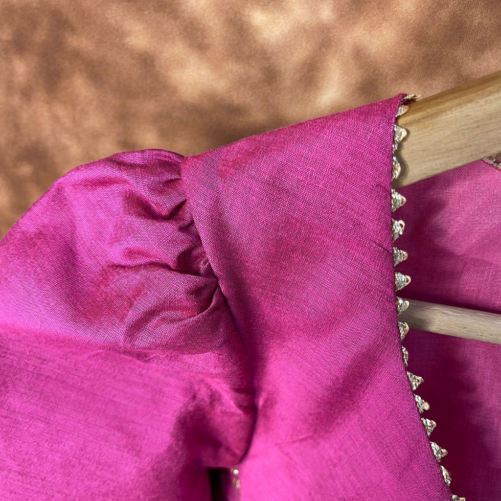 Punchy Pink Pink Coloured Chanderi Silk Ready to Wear Blouse - kapda Tailor