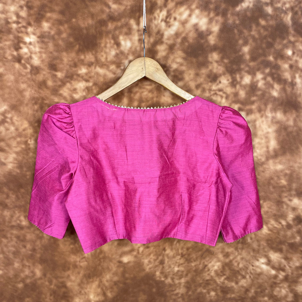 Punchy Pink Pink Coloured Chanderi Silk Ready to Wear Blouse - kapda Tailor