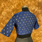 Coral Jari Buta Blue Coloured Silk With Zari Buta Ready to Wear Blouse - kapda Tailor