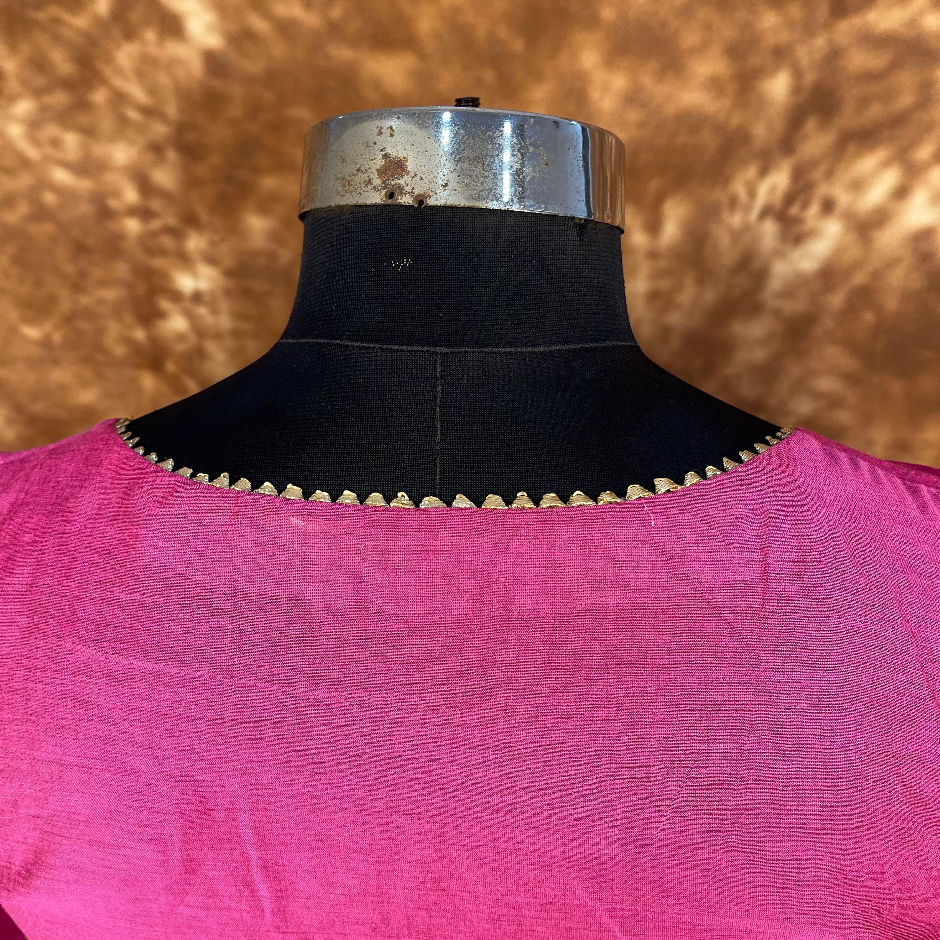 Punchy Pink Pink Coloured Chanderi Silk Ready to Wear Blouse - kapda Tailor