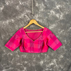 Piped Pleasure Rani Pink Coloured Silk Ready to Wear Blouse - kapda Tailor