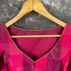 Piped Pleasure Rani Pink Coloured Silk Ready to Wear Blouse - kapda Tailor
