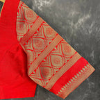 Suhaagan ki Laali Red Coloured Silk /Brocket Ready to Wear Blouse - kapda Tailor