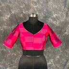 Piped Pleasure Rani Pink Coloured Silk Ready to Wear Blouse - kapda Tailor