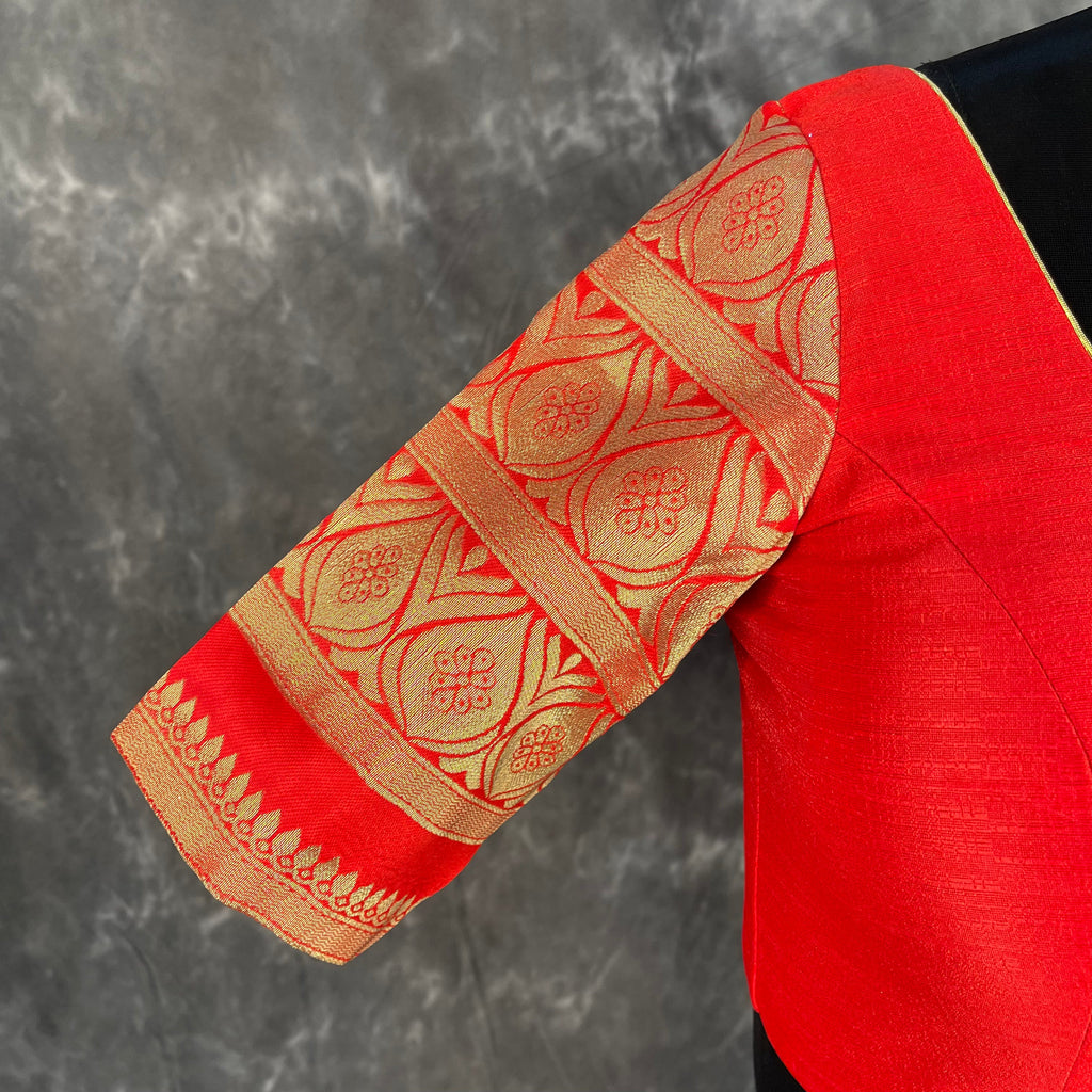 Suhaagan ki Laali Red Coloured Silk /Brocket Ready to Wear Blouse - kapda Tailor