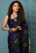Very Much Indian Anokhi - Handloom Pure Silk Designer Saree - Black and Purple Designer (Limited Edition)