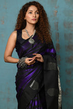 Very Much Indian Anokhi - Handloom Pure Silk Designer Saree - Black and Purple Designer (Limited Edition)