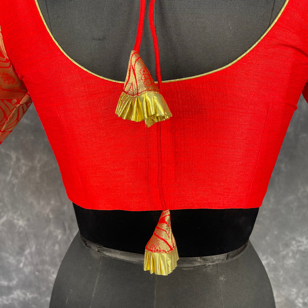 Suhaagan ki Laali Red Coloured Silk /Brocket Ready to Wear Blouse - kapda Tailor