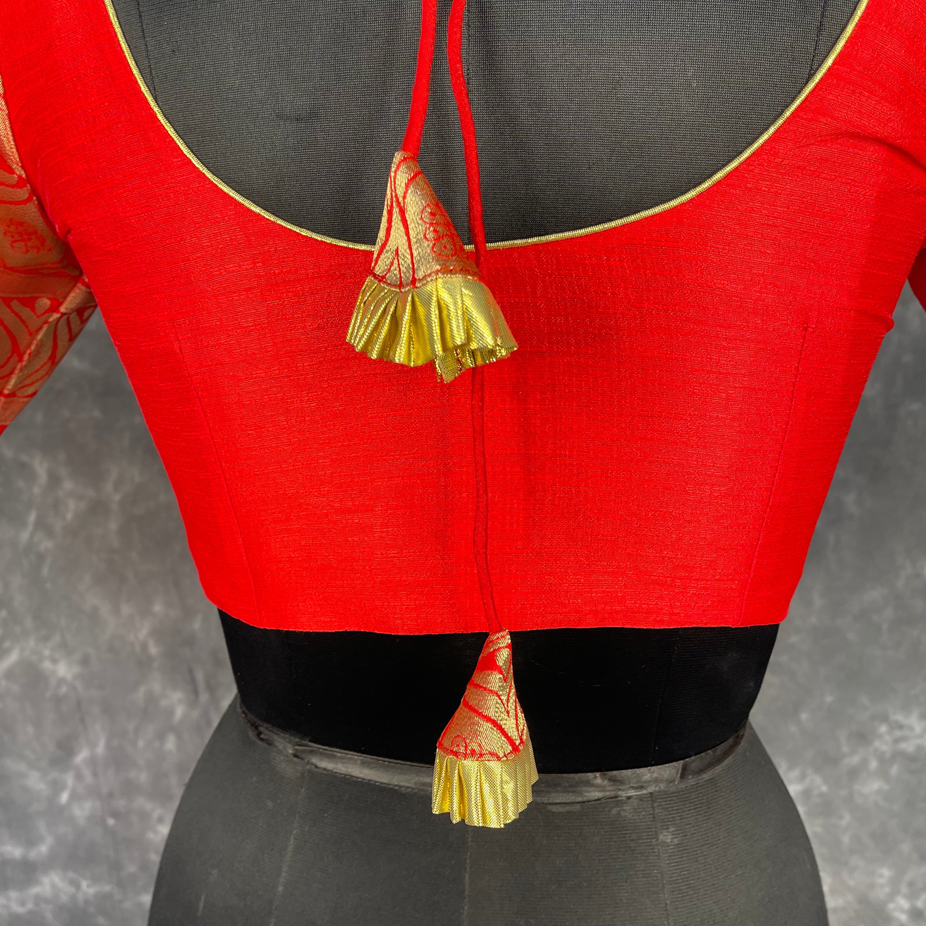 Suhaagan ki Laali Red Coloured Silk /Brocket Ready to Wear Blouse - kapda Tailor