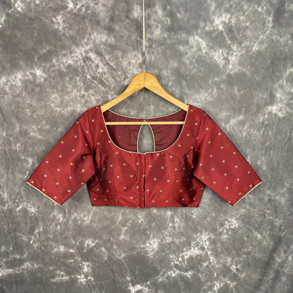 Matargashti Maroon Coloured Silk Ready to Wear Blouse - kapda Tailor