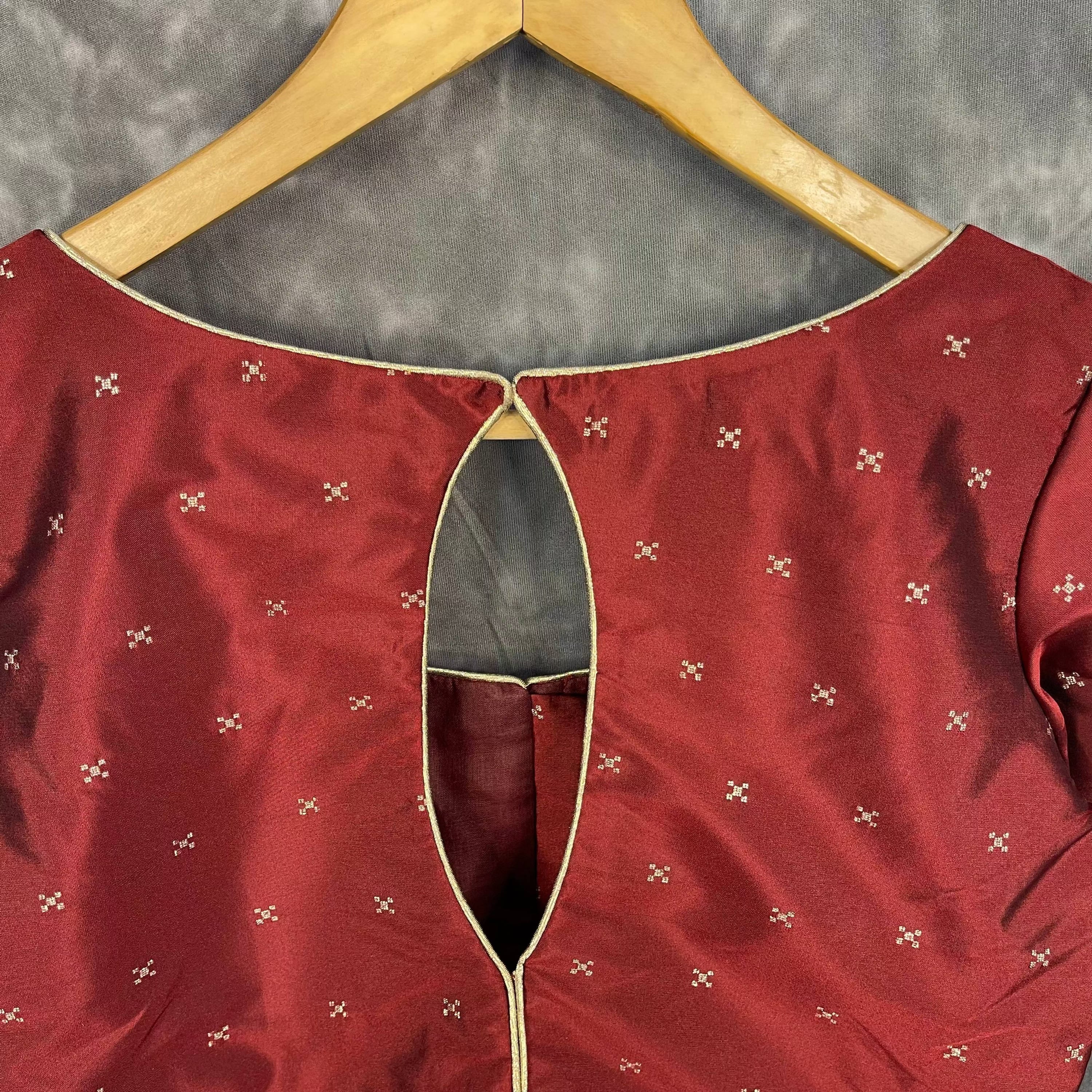 Matargashti Maroon Coloured Silk Ready to Wear Blouse - kapda Tailor