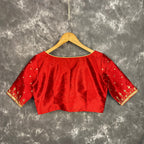Chaatak Laal Red Coloured Art Row Silk Ready to Wear Blouse - kapda Tailor