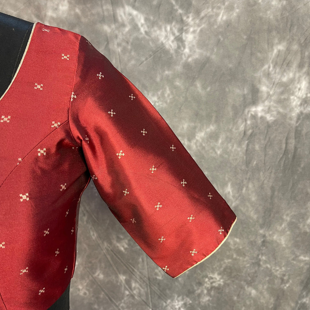 Matargashti Maroon Coloured Silk Ready to Wear Blouse - kapda Tailor