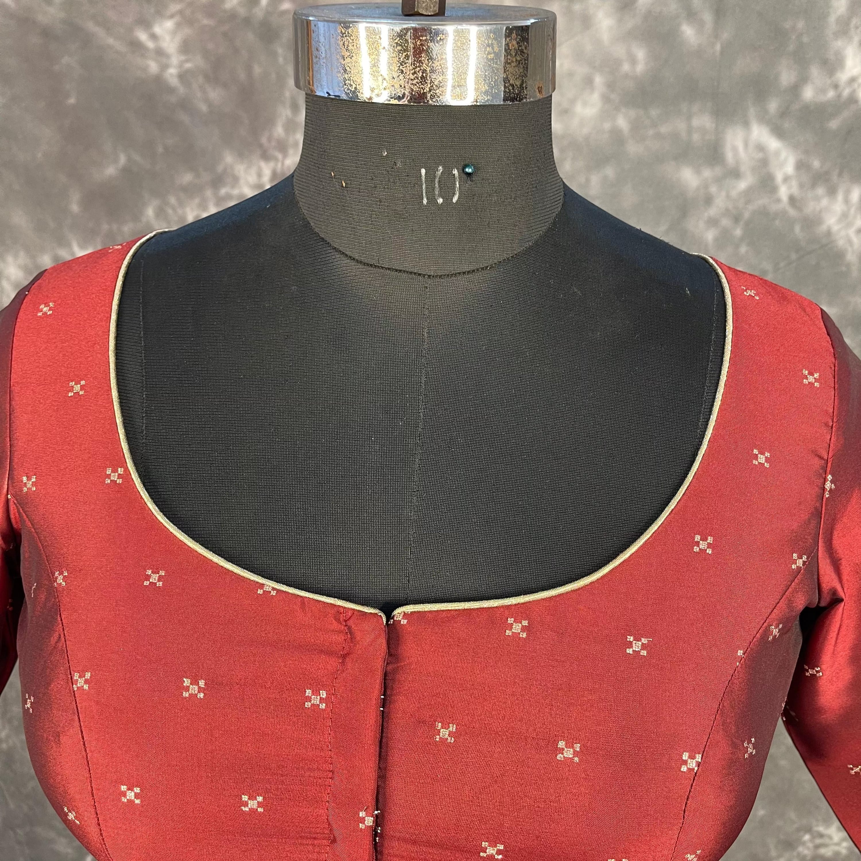 Matargashti Maroon Coloured Silk Ready to Wear Blouse - kapda Tailor