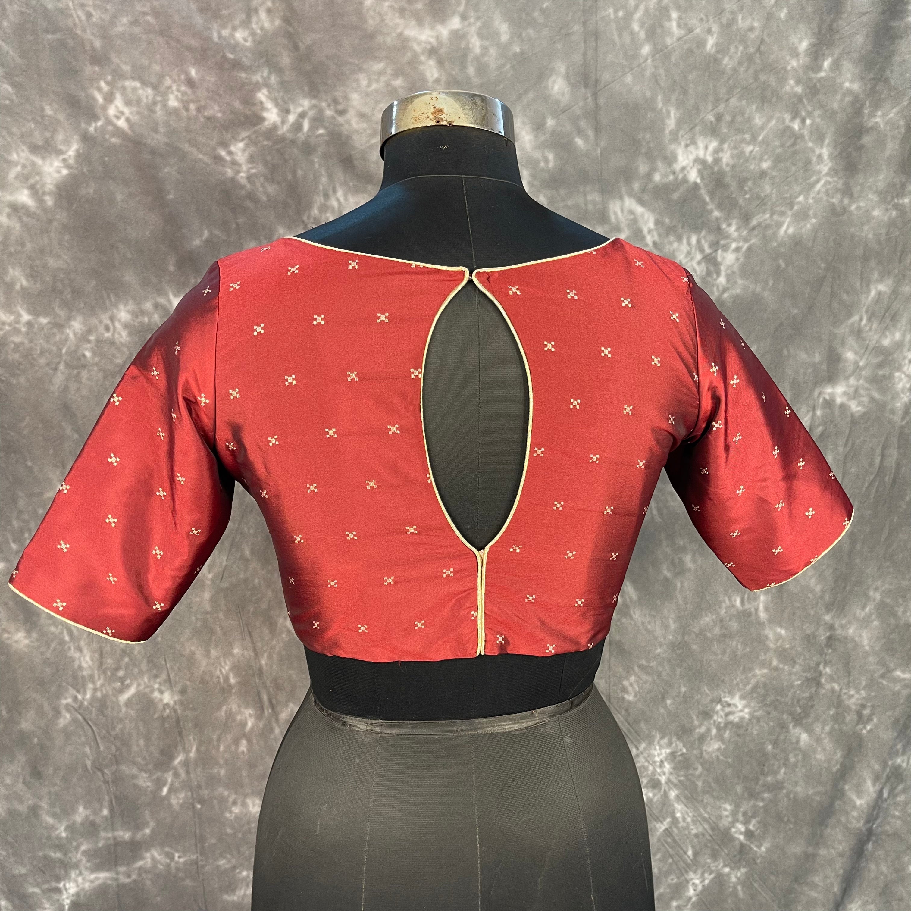 Matargashti Maroon Coloured Silk Ready to Wear Blouse - kapda Tailor