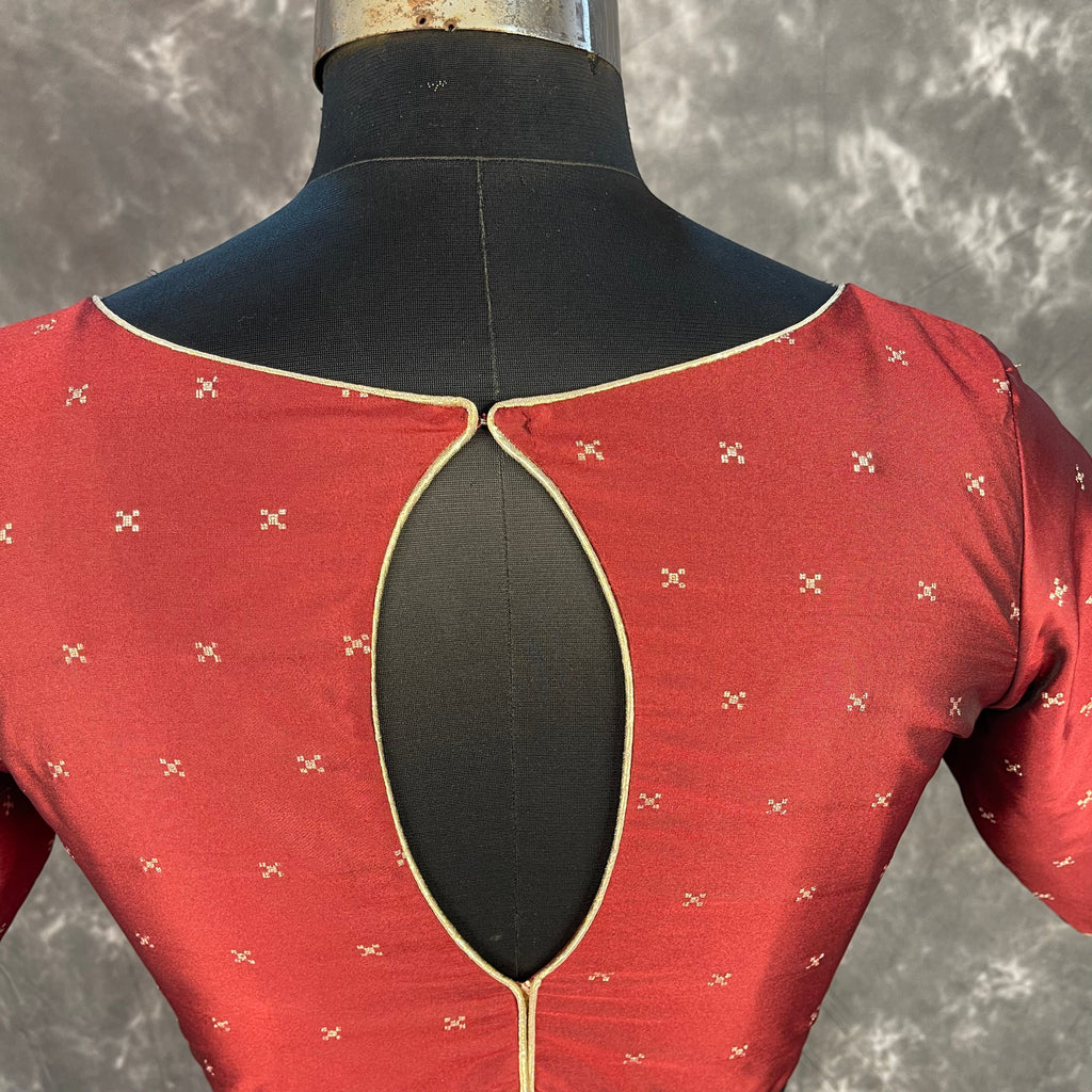 Matargashti Maroon Coloured Silk Ready to Wear Blouse - kapda Tailor
