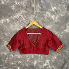 Ehsaas Maroon Coloured Silk Ready to Wear Blouse - kapda Tailor