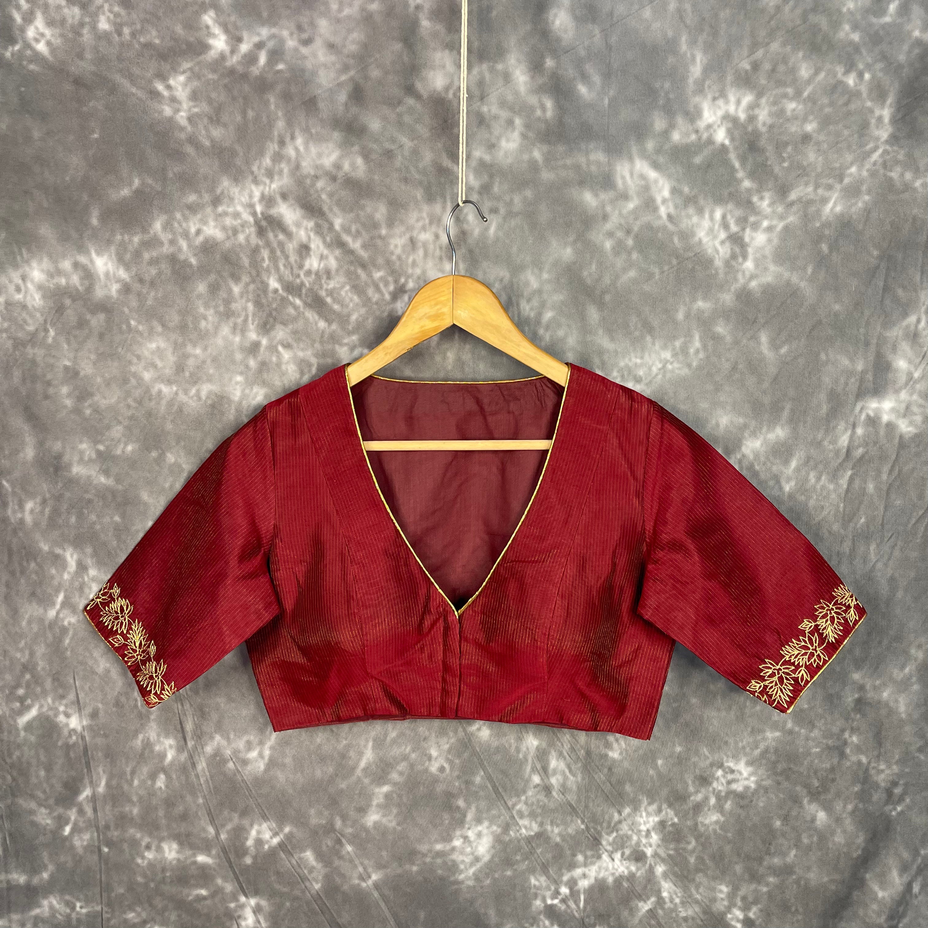 Ehsaas Maroon Coloured Silk Ready to Wear Blouse - kapda Tailor