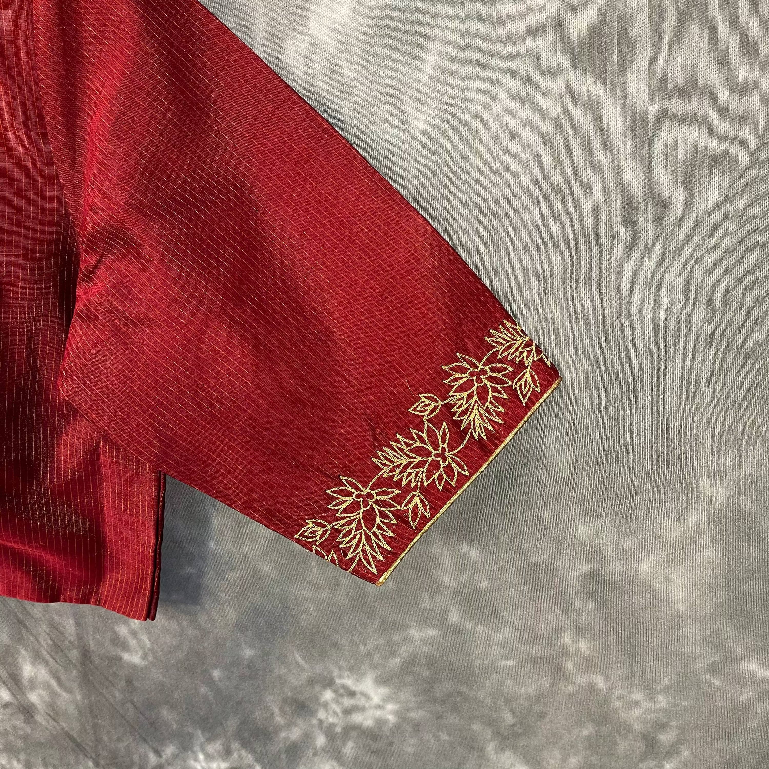 Ehsaas Maroon Coloured Silk Ready to Wear Blouse - kapda Tailor