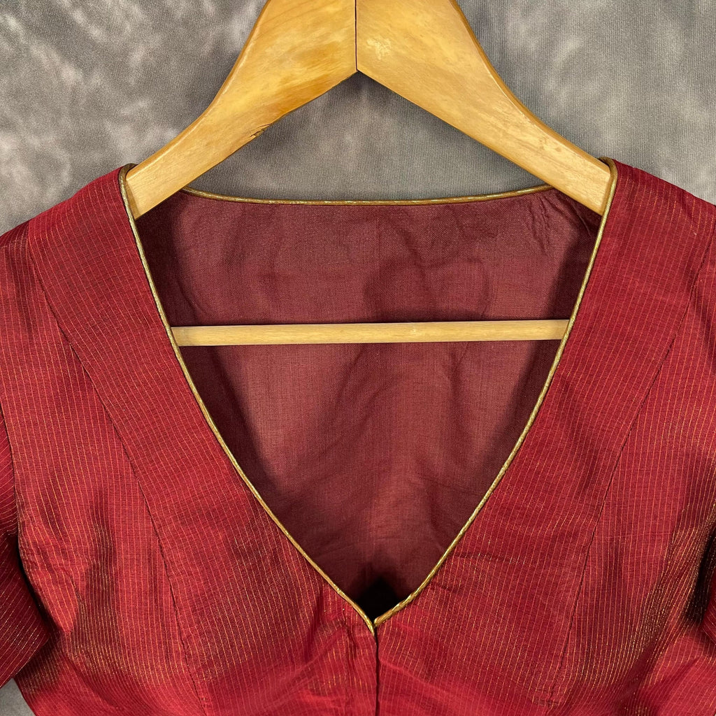 Ehsaas Maroon Coloured Silk Ready to Wear Blouse - kapda Tailor