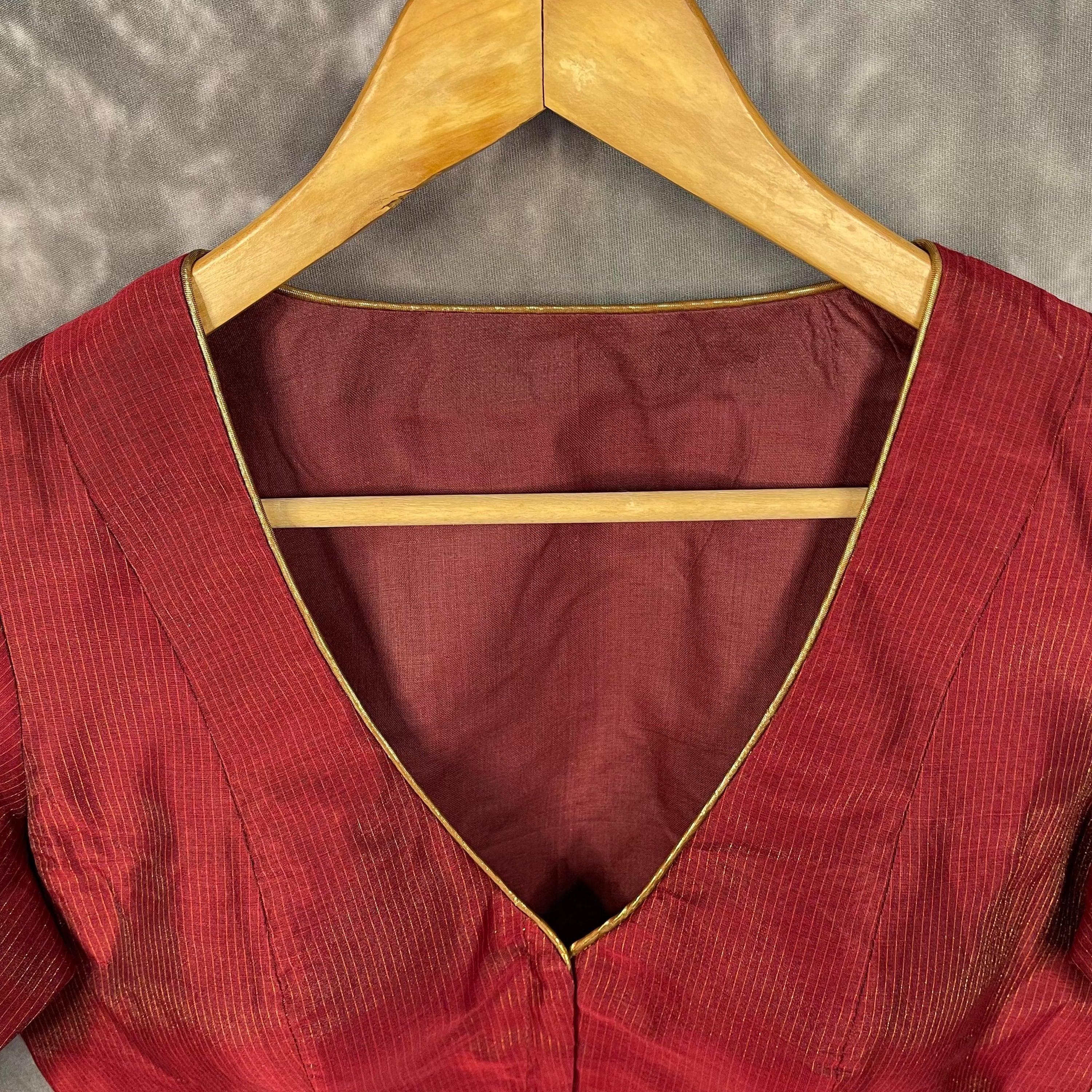 Ehsaas Maroon Coloured Silk Ready to Wear Blouse - kapda Tailor