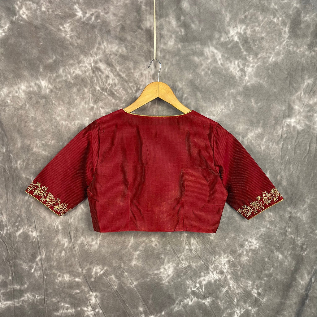 Ehsaas Maroon Coloured Silk Ready to Wear Blouse - kapda Tailor