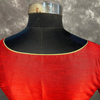 Chaatak Laal Red Coloured Art Row Silk Ready to Wear Blouse - kapda Tailor