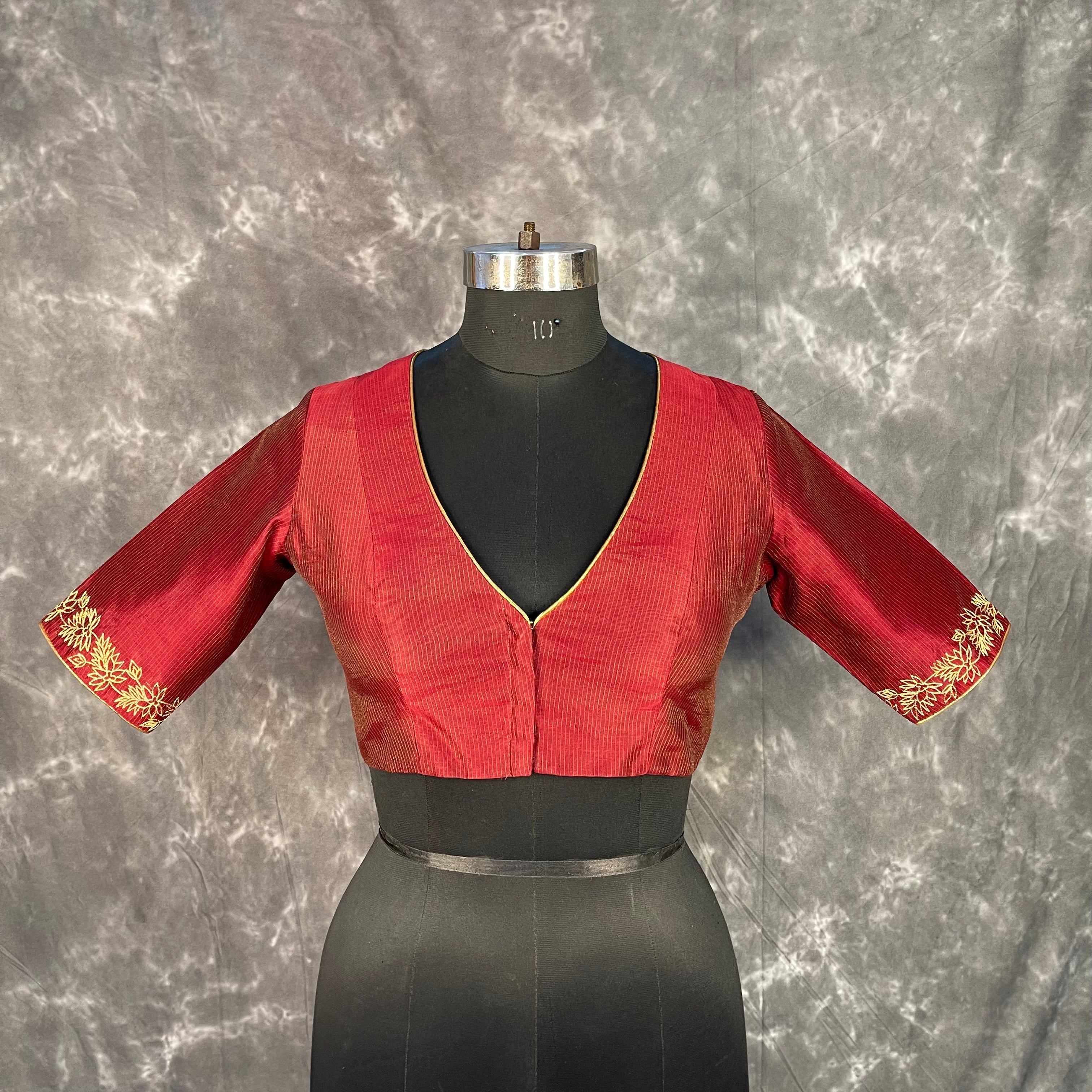 Ehsaas Maroon Coloured Silk Ready to Wear Blouse - kapda Tailor