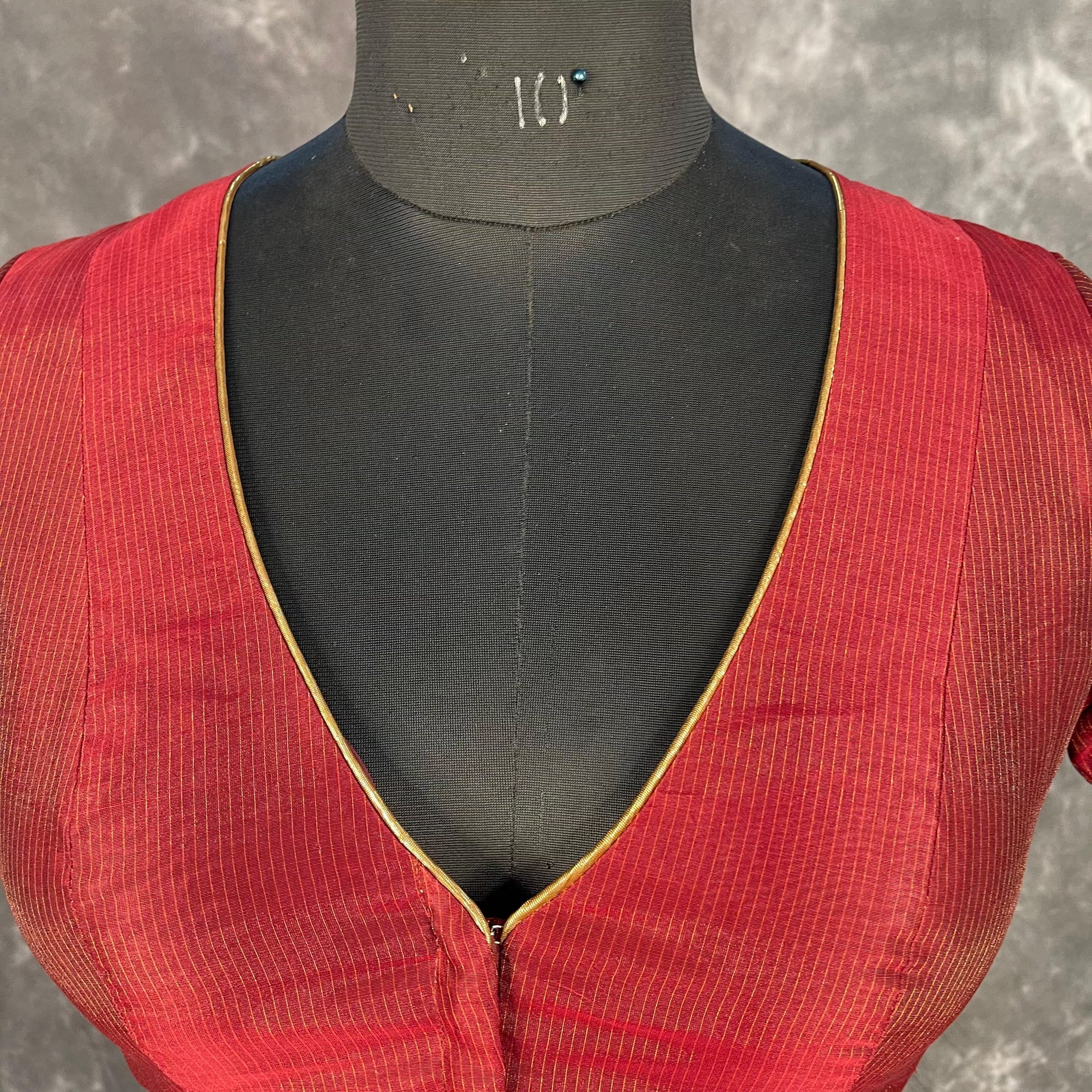 Ehsaas Maroon Coloured Silk Ready to Wear Blouse - kapda Tailor