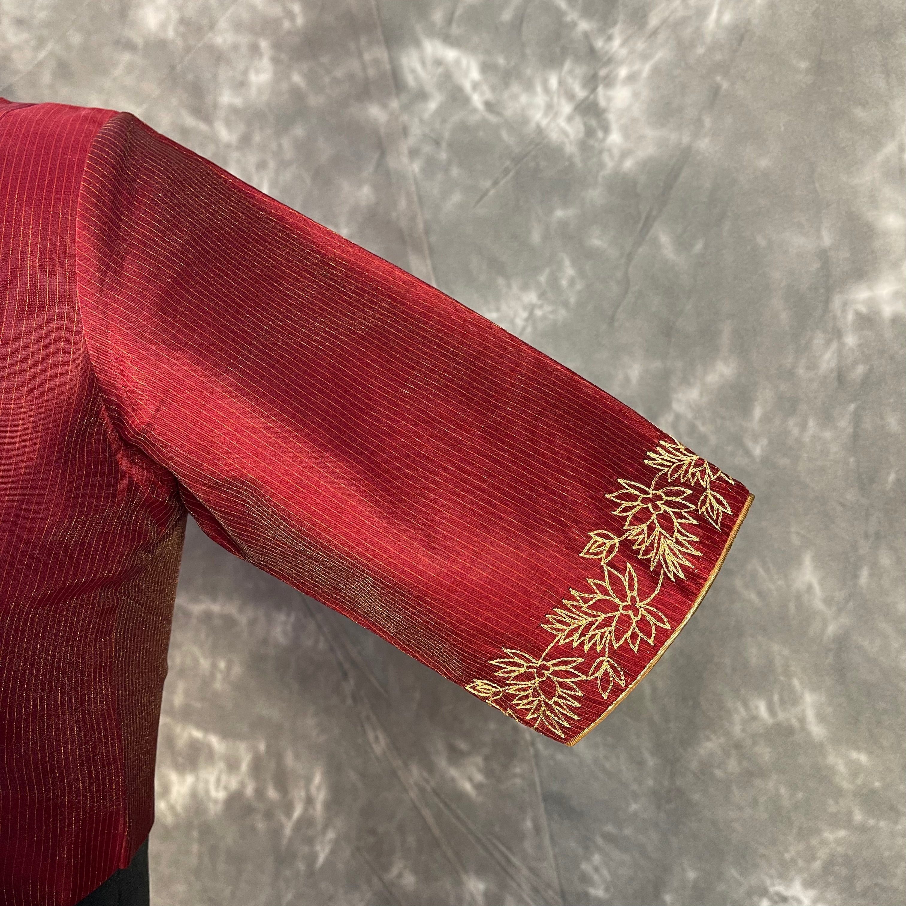 Ehsaas Maroon Coloured Silk Ready to Wear Blouse - kapda Tailor