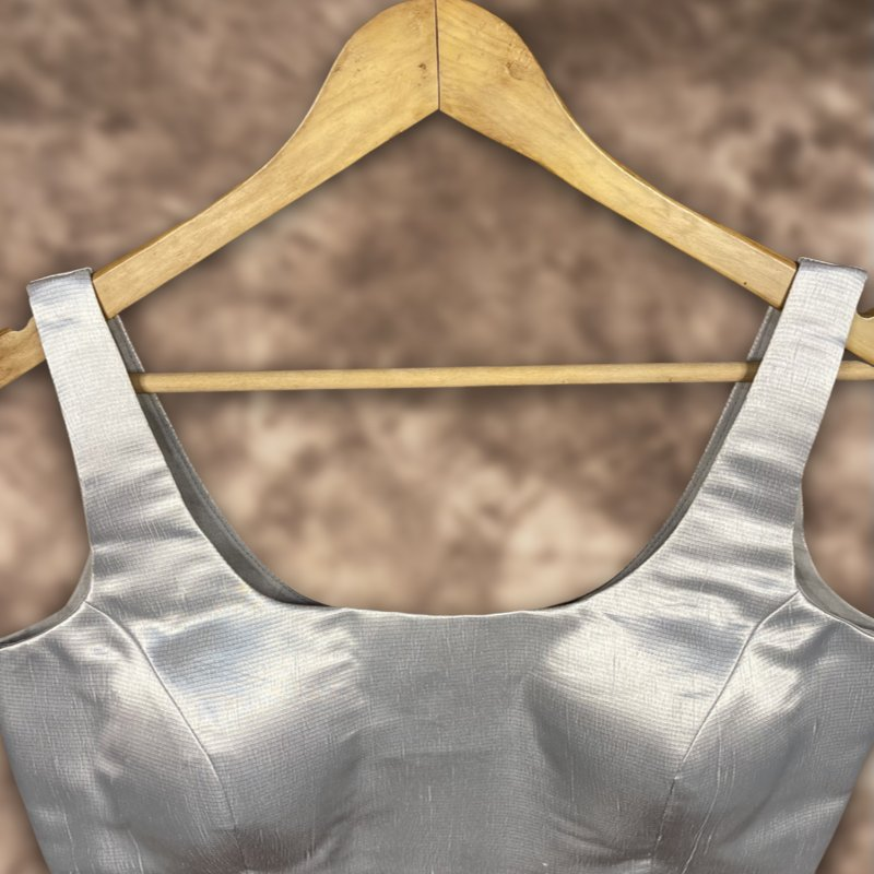 Shades of Stars Silver Coloured Brocket Ready to Wear Blouse - kapda Tailor