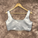 Shades of Stars Silver Coloured Brocket Ready to Wear Blouse - kapda Tailor