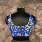 Ishiqiya Blue Blue Coloured Art Row Silk Ready to Wear Blouse - kapda Tailor